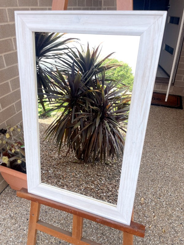 Aged Whitewash Wood Frame Mirror