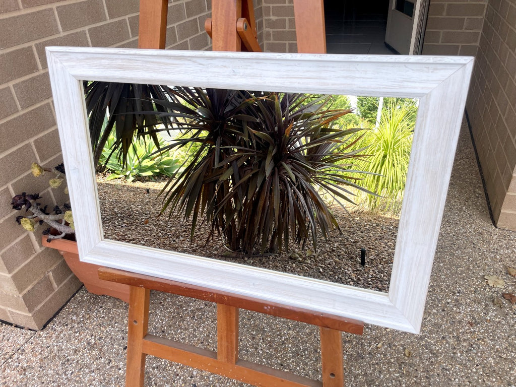 Aged Whitewash Wood Frame Mirror