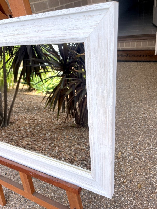 Aged Whitewash Wood Frame Mirror