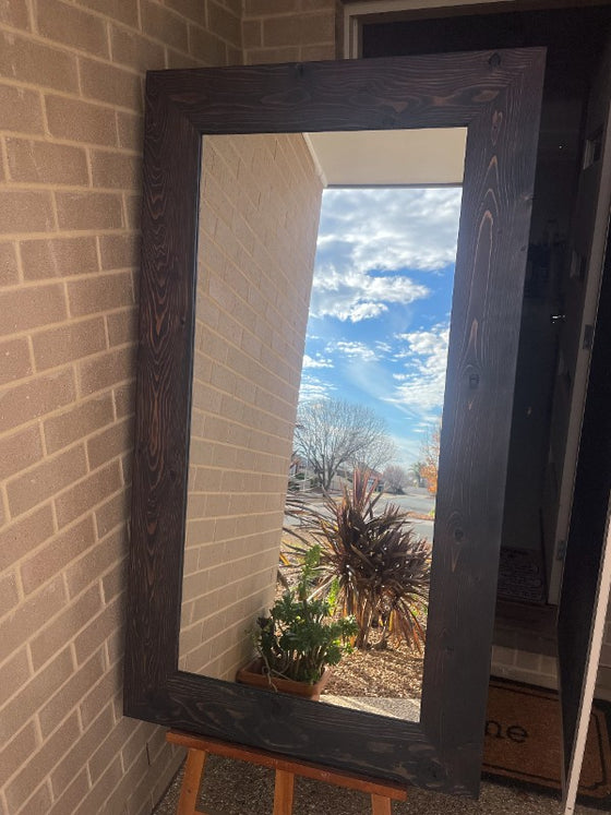 Dark Stained Baltic Pine Framed Mirror